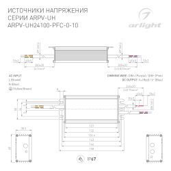 Блок питания ARPV-UH24100-PFC-0-10V (24V, 4.2A, 100W) (Arlight, IP67 Металл, 7 лет) 030284