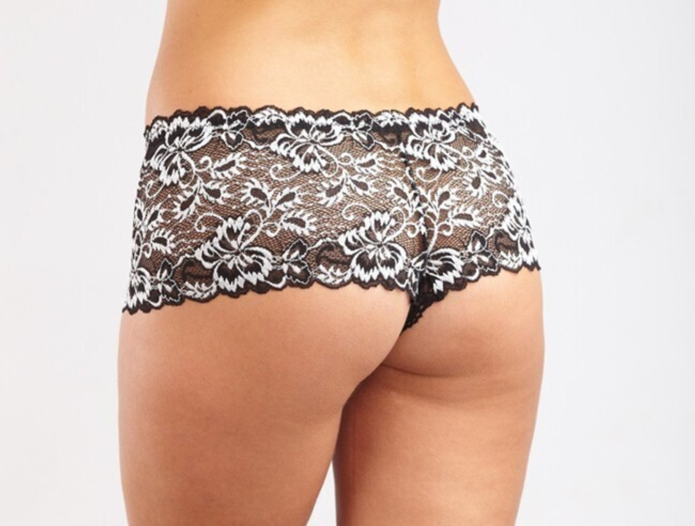 Черно-белые кружевные шортики, (42) (Цвет: черный, белый)