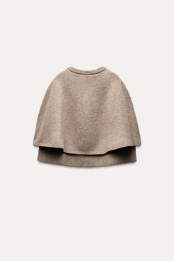 ZARA КАРДИГАН-НАКИДКА, СЕРО-КОРИЧНЕВЫЙ