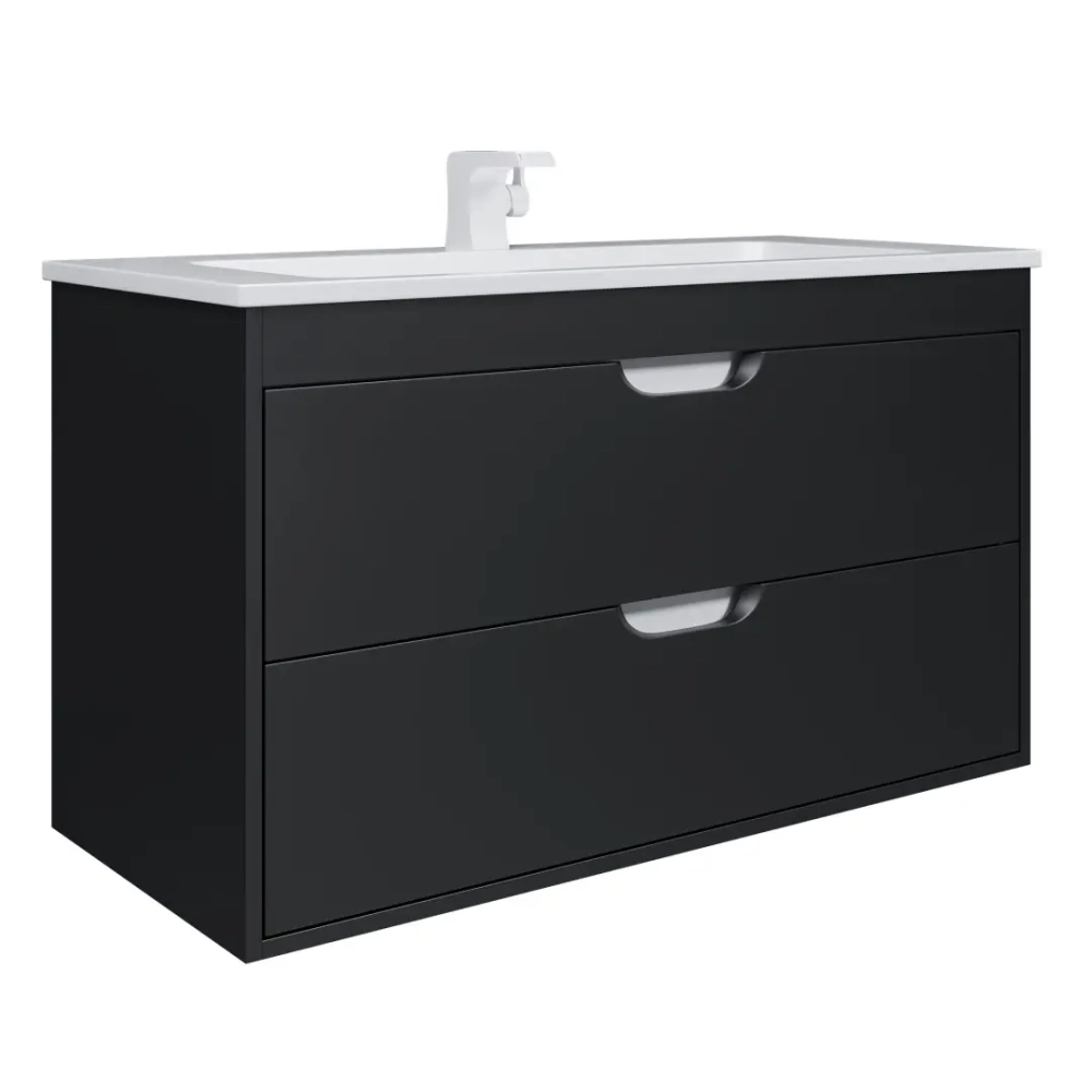 Тумба с раковиной для ванной Uperwood Modul 100 см, подвесная, матовая, черная