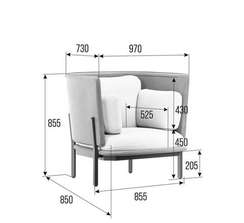 Stato Диван одноместный с низкой спинкой STA-01L Matrix 543/Matrix 994/Металл Черный 970*850*855