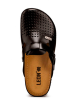 Тапочки-сабо Леон 700М мужские с ремешком на застежке, черные, 45