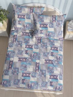 Постельное белье перкаль Сказка "Лоскутная мозаика" семейное Наволочка 50х70 см 2 шт Простынь на резинке 160x200 см Пододеяльник 145x215 см 2шт