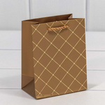 Пакет подарочный 12х15х7см Фигуры и узоры "Ромб" (Бронзовый)