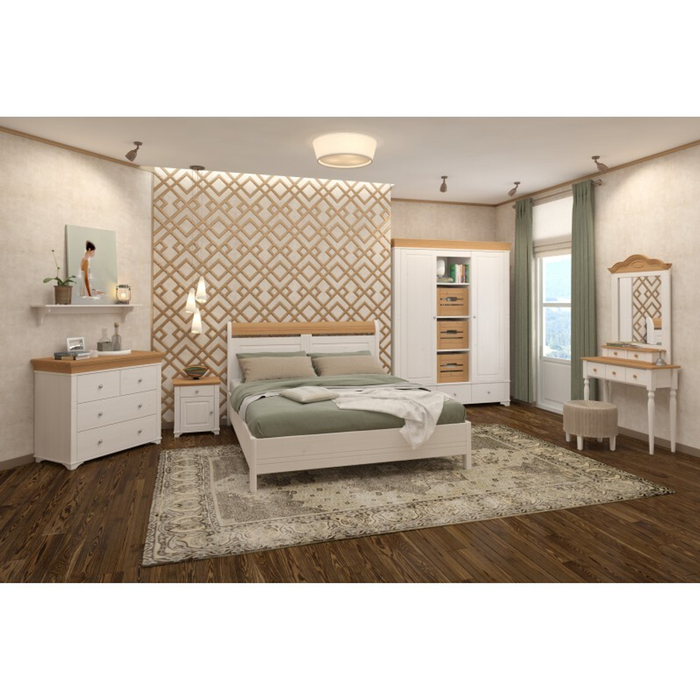 Кровать «Бейли» без изножья 140х200 белый воск/антик