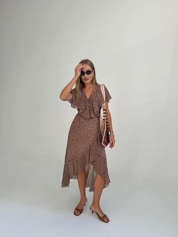 Платье Нежность миди шоколадный