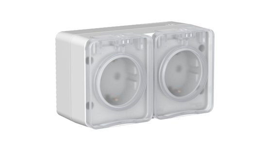 Розетка 2-м ОП AtlasDesign PROFI 16А IP54 заземл. защ. шторки сер. SE ATN543026