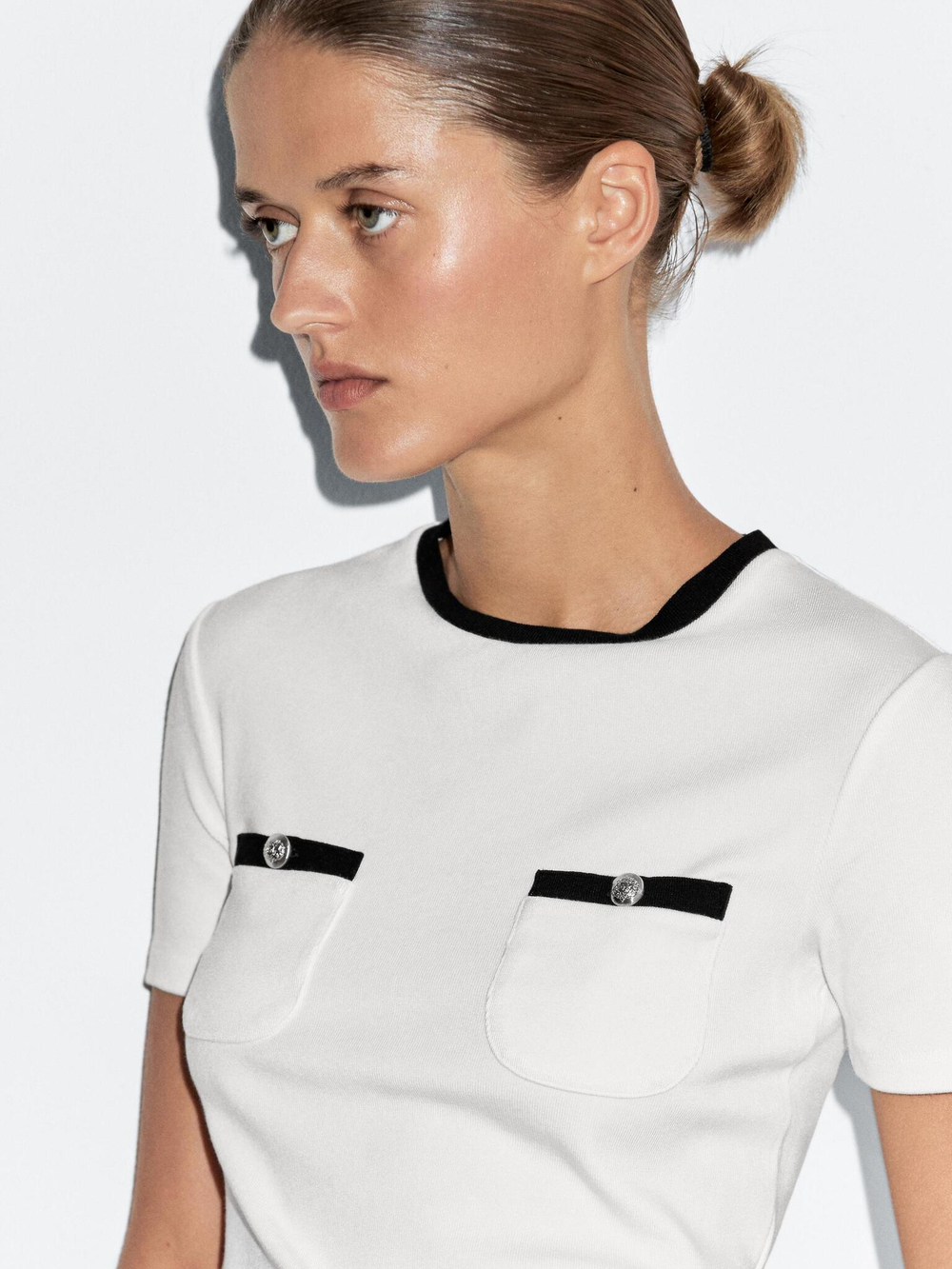 Massimo Dutti Футболка с карманами, белый