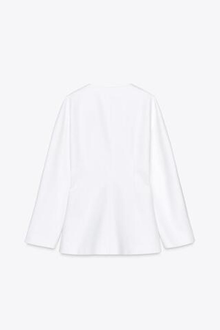 ZARA ПРИТАЛЕННЫЙ БЛЕЙЗЕР — ZW COLLECTION, ЖЕЛТОВАТО-БЕЛЫЙ