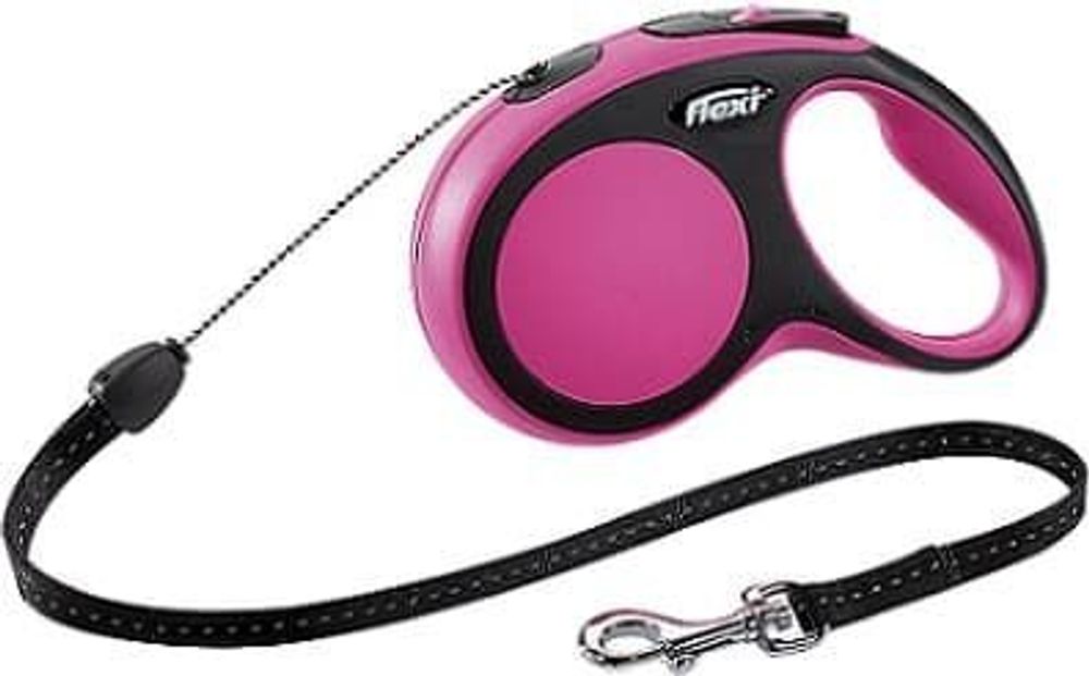 flexi рулетка New Comfort S (до 12 кг) трос 5 м черный/розовый
