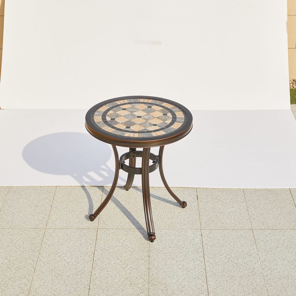 Стол круглый из литого алюминия с керамикой КЕРАМИК «CERAMIC» D60х66 — Bronze