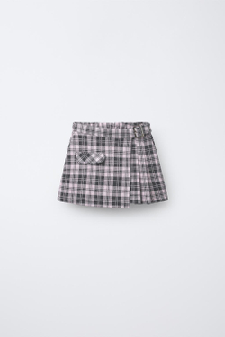 ZARA ЮБКА-ШОРТЫ В КЛЕТКУ, РОЗОВЫЙ