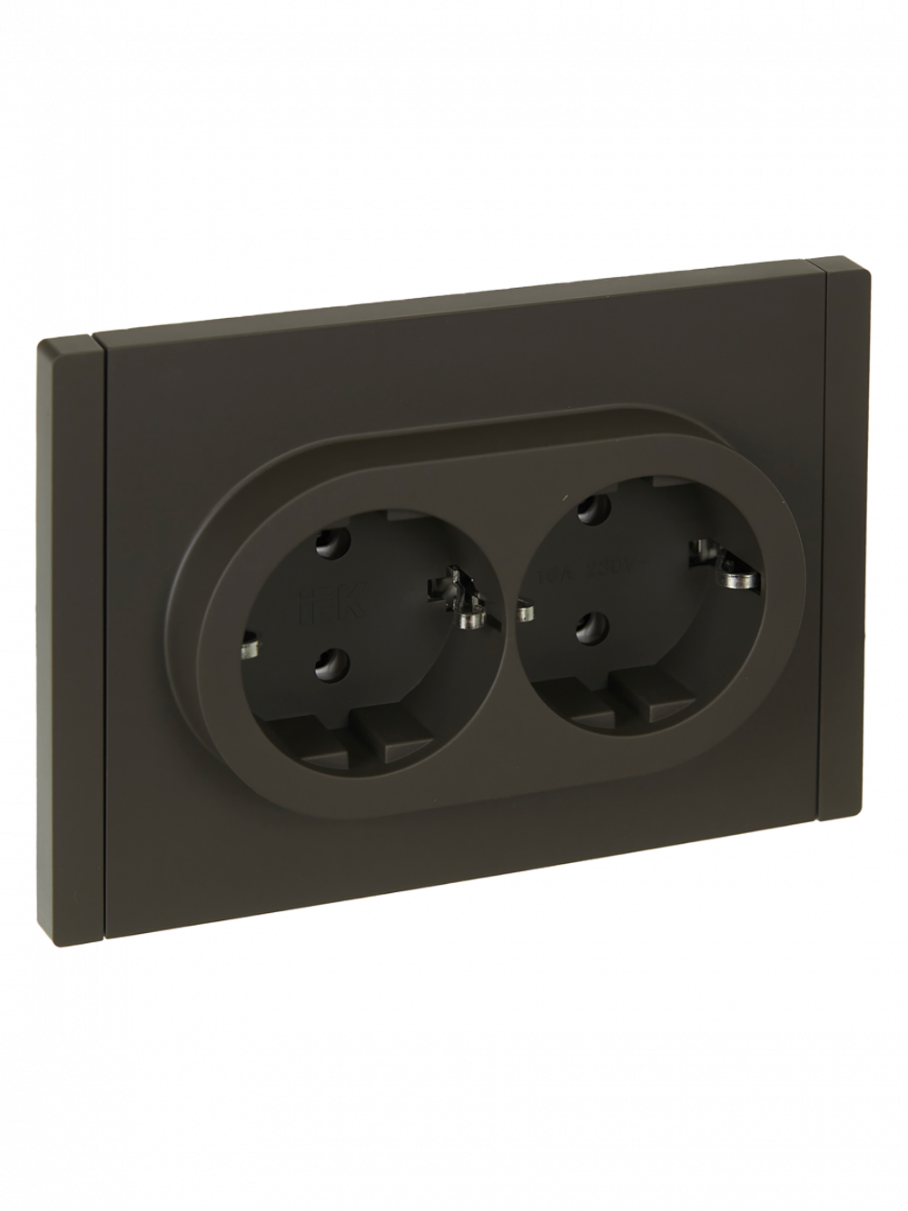 FORTE&PIANO Розетка 2-местная с заземлением с защитными шторками безвинтовое крепление 16А FP323 серый IEK