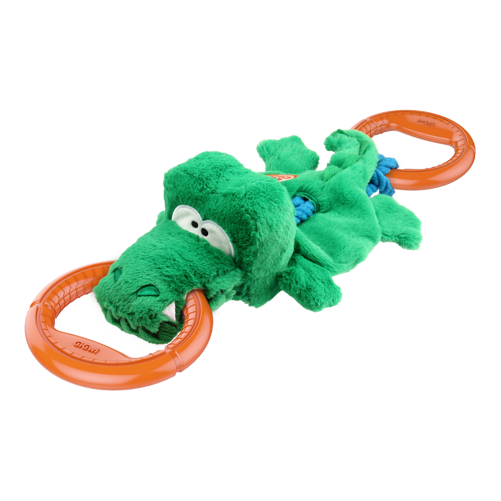 75461 Игрушка для собак Крокодил на веревке с пищалкой 51см, серия IRON GRIP, GiGwi