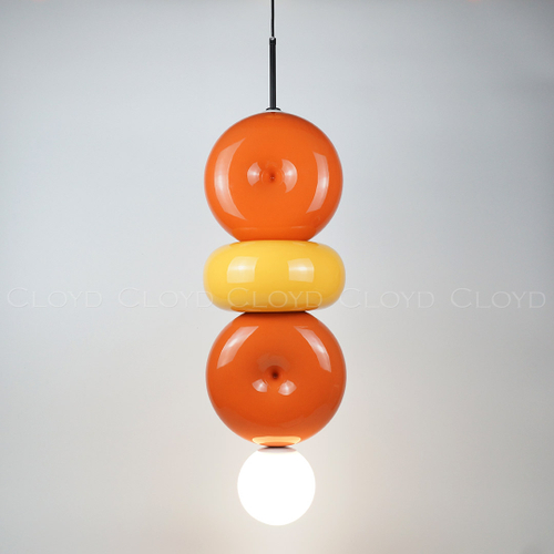 Подвесной светильник Cloyd MOGOTON P1 / Ø25 см - черный - оранж. и желт. керамика (арт.11899)
