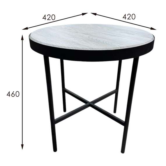 Стол журнальный МеталлАрт М011 бежевый дуб/черный малый