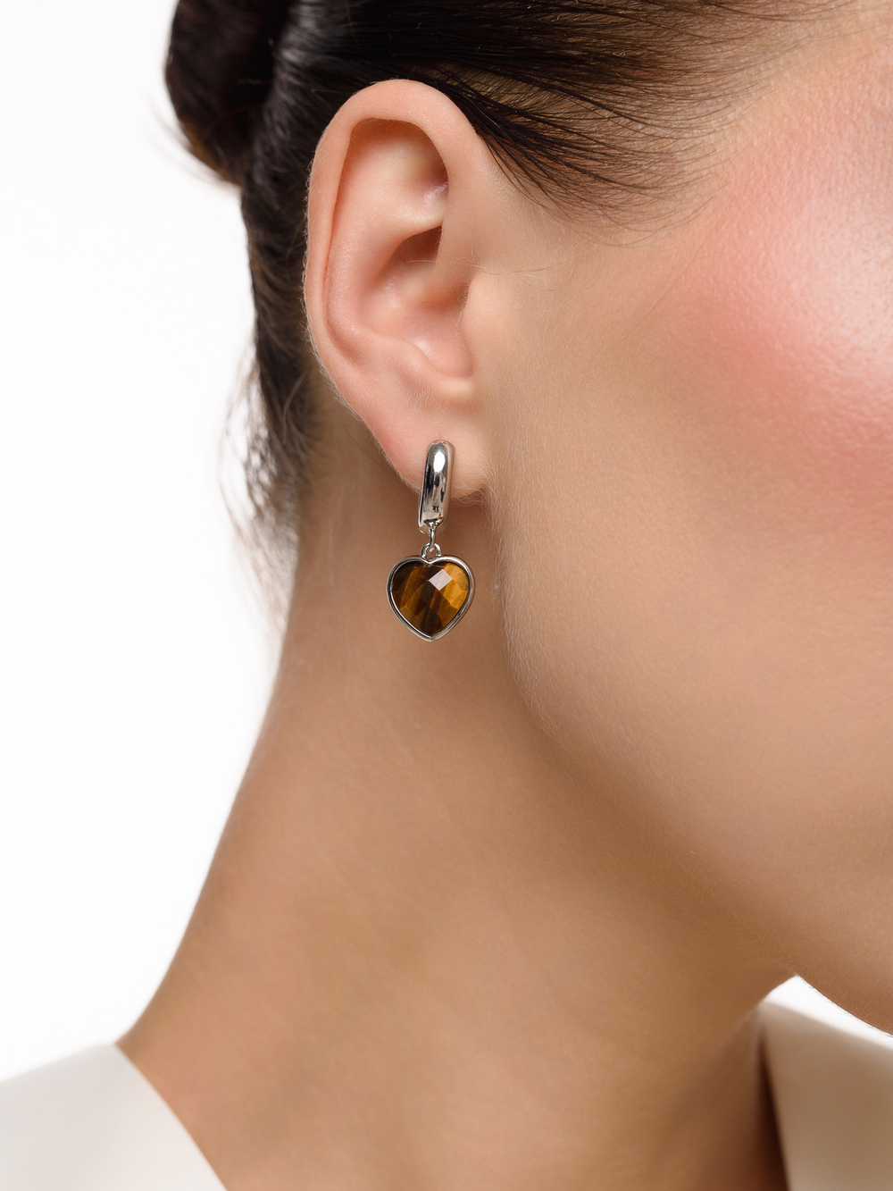 Серьги "Amour" silver с тигровым глазом