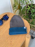 Шапка вязаная хлопковая ТВИНС(Морская волна, графит)