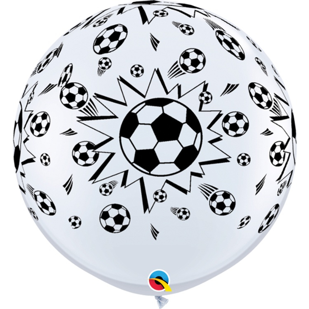 Шар латексный 90см Мяч Футбольный (Белый)