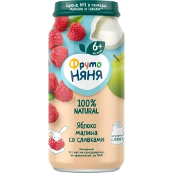 Пюре фруктовое ФрутоНяня с 6 месяцев, яблоко и малина со сливками, 250 г