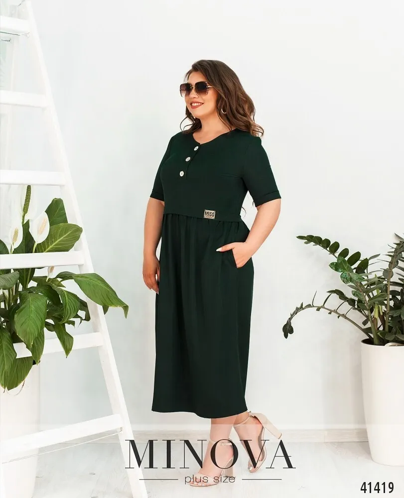 Платье 140-1-темно-зеленый Minova