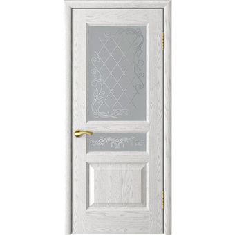 Межкомнатная дверь шпон Luxor Атлант 2 ясень белая эмаль со стеклом