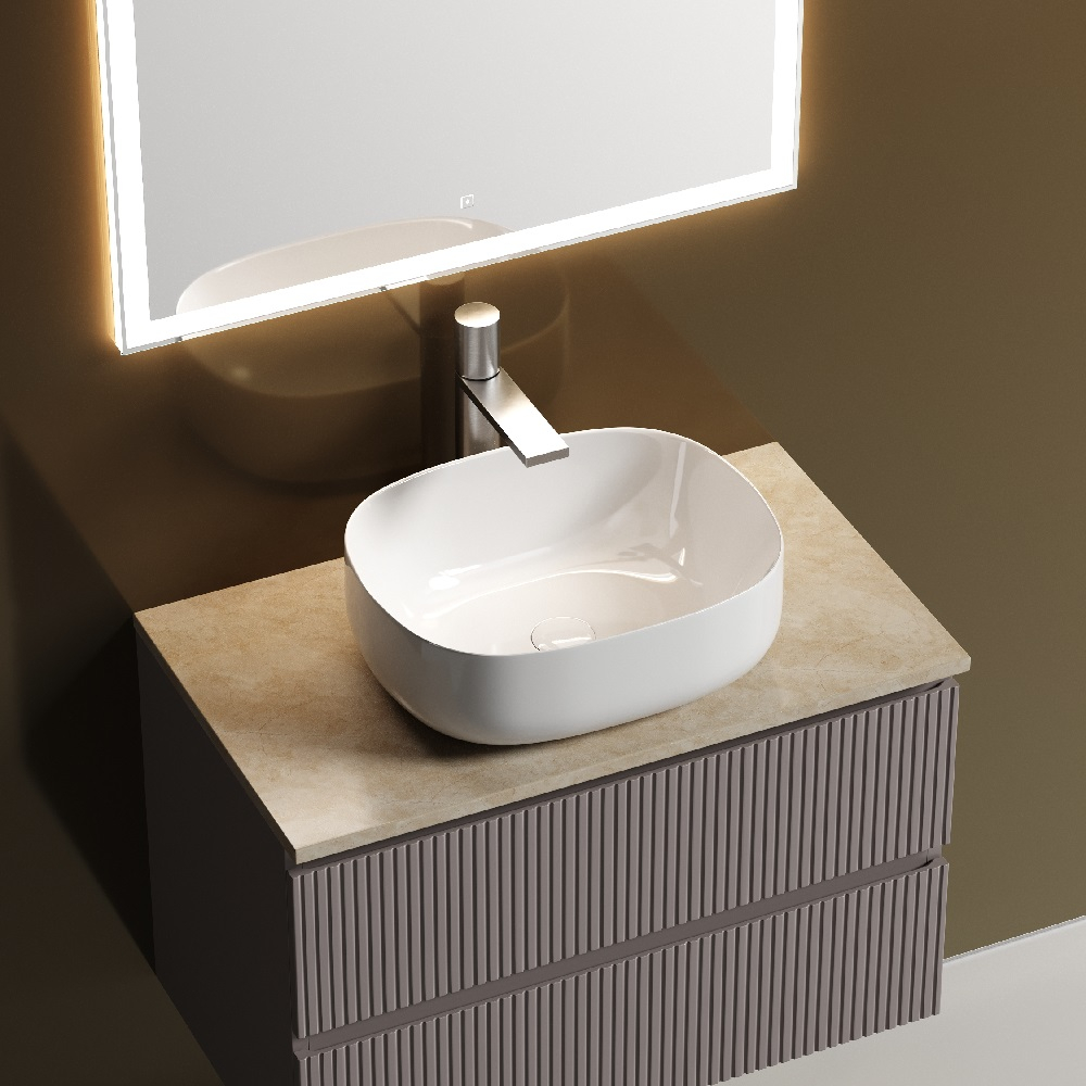 Тумба подвесная Sancos Snob T, Doha Soft 790х445х500, под столешницу с отверстием под смеситель, цвет Kreman