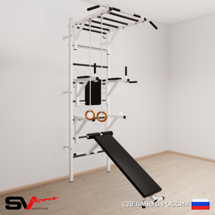 Шведская стенка Sv Sport усиленная 661 (Турник рукоход/Брусья/Стойка/Скамья/Кольца)