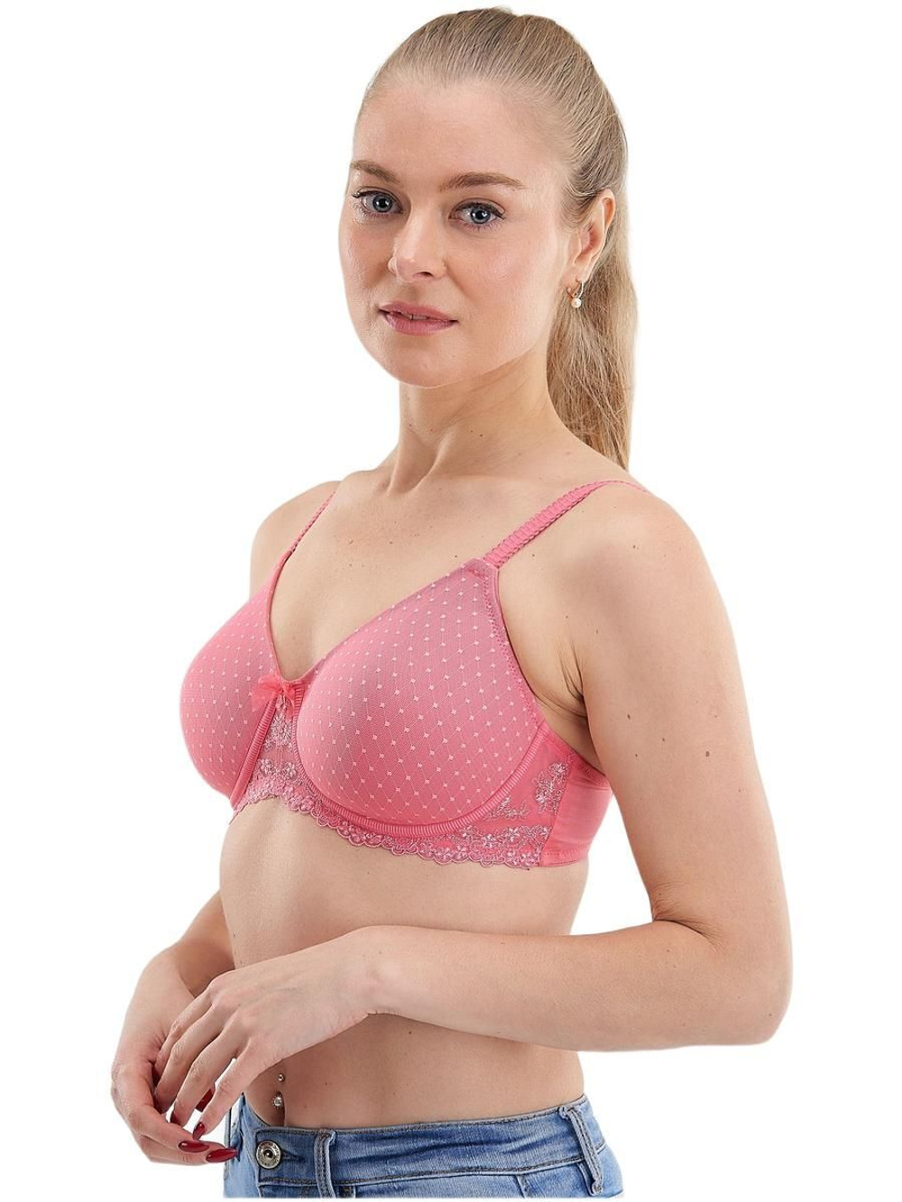 Бюстгальтер с плотной чашкой без косточек для фиксации экзопротеза молочной железы Amoena 70AA коралловый