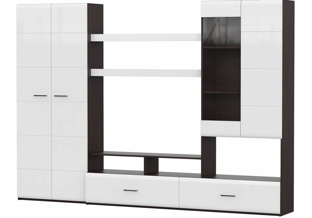 Готовая гостиная Woodville Jimenez дуб венге, белый глянец