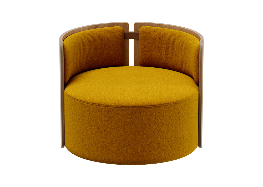 Кресло крутящееся Lagom 800 (горчичный, натуральный дуб)