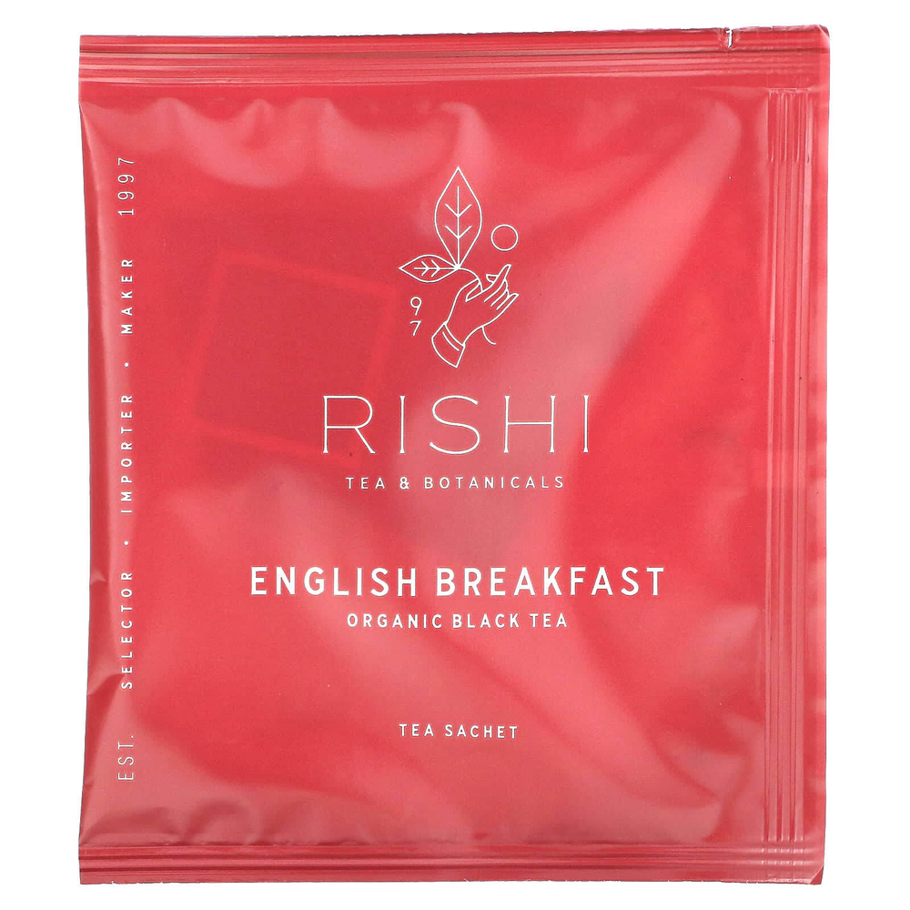 Rishi Tea, Органический черный чай, английский завтрак, 15 пакетиков, 48 г (1,69 унции)