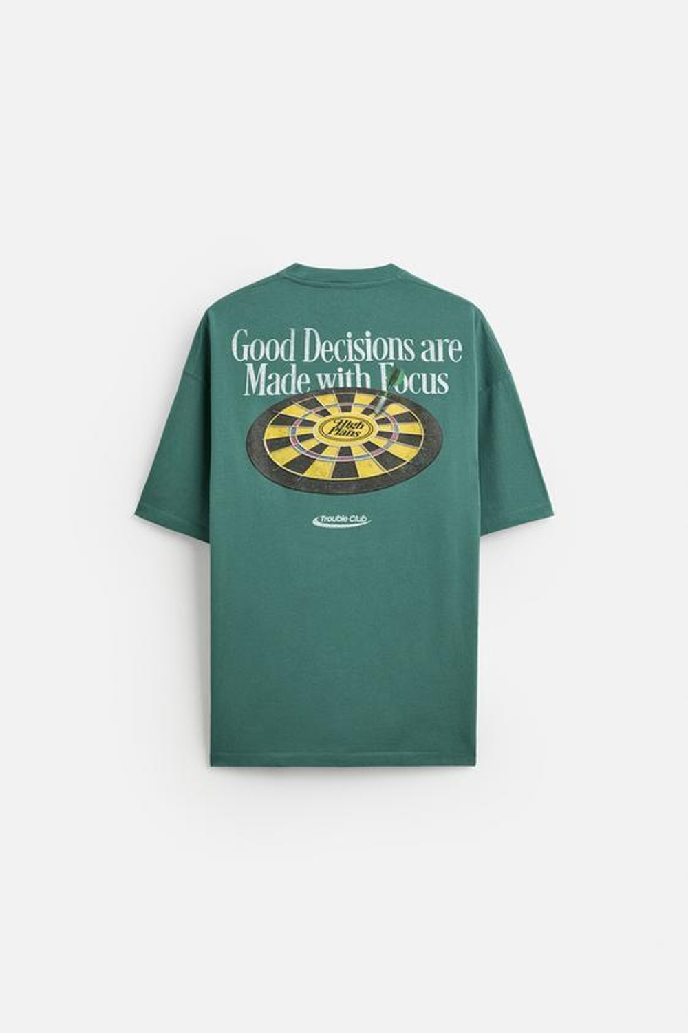 ZARA ФУТБОЛКА С КОНТРАСТНЫМ ПРИНТОМ, ЗЕЛЕНЫЙ