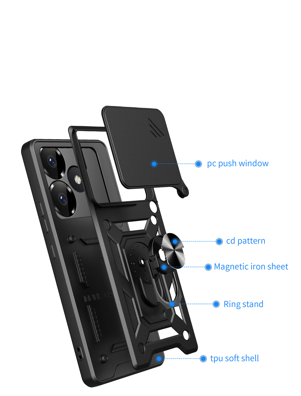 Чехол с кольцом Bumper Case для Poco F6