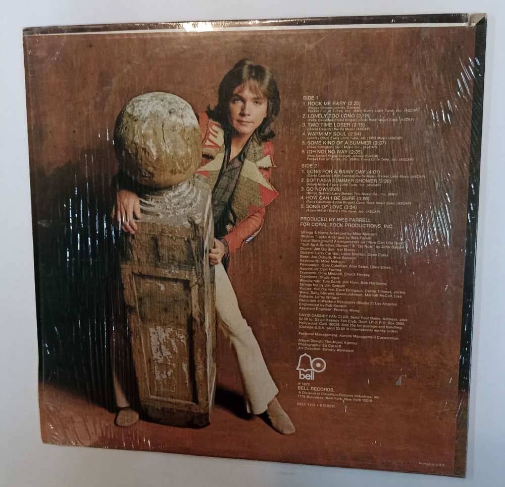 Винтажная виниловая пластинка LP David Cassidy Rock Me Baby (USA 1972)