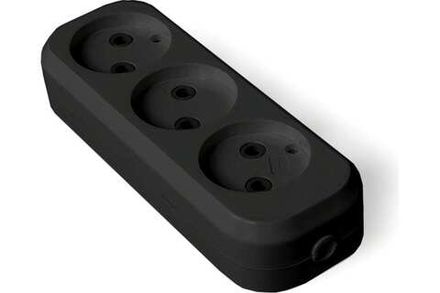 Колодка "UNIVersal" 3 гн. б/з AБС-пластик (еврослот) черный