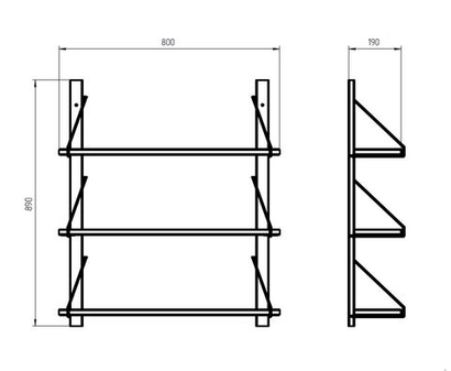 Полка настенная, 80х19х89, Алина, для ванной, стеллаж деревянный, MAKOSA