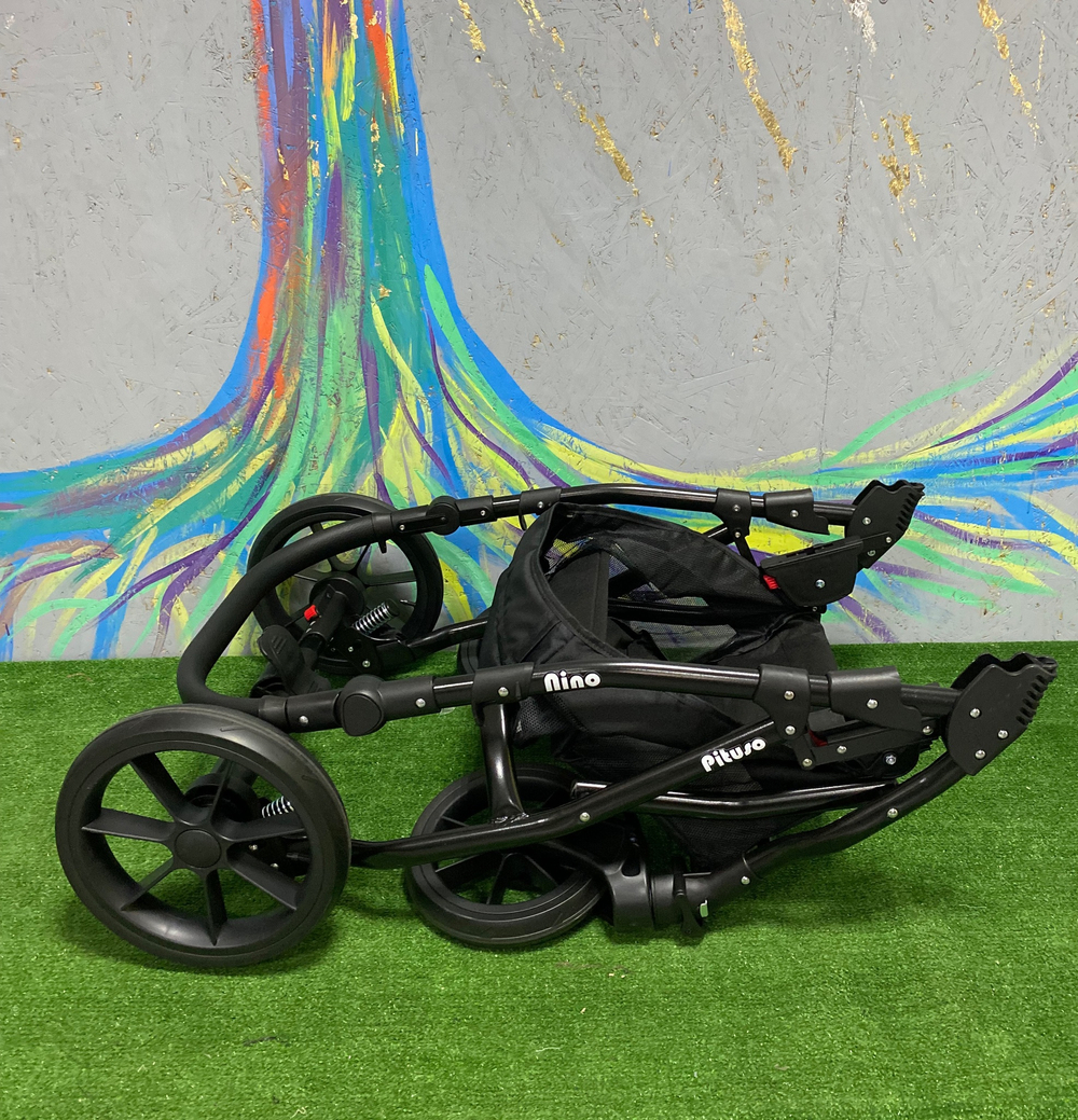 PITUSO Коляска 2 в1 Nino  короб+прогулка Silver Mountain+Кожа Grey