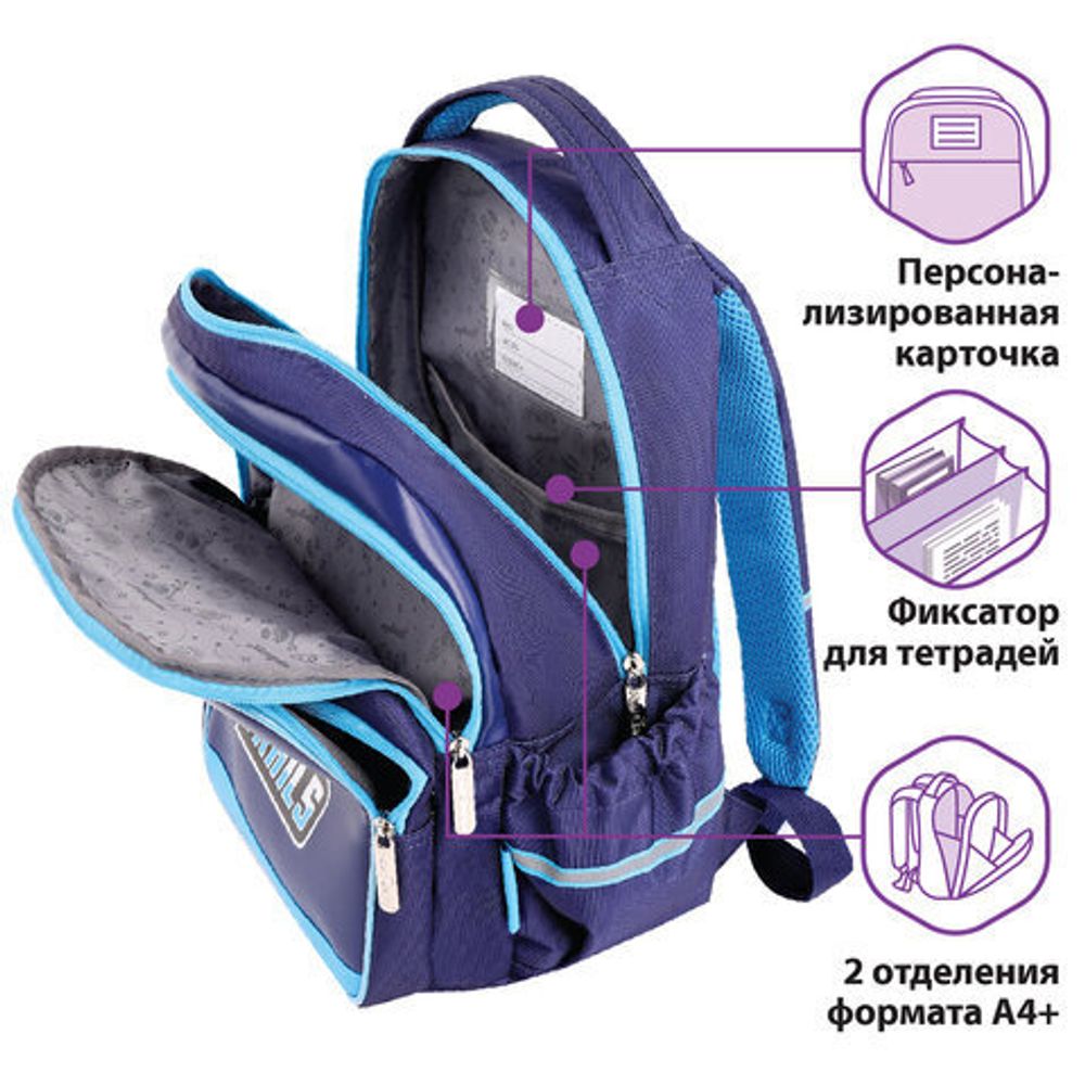 Рюкзак ЮНЛАНДИЯ MILD, 2 отделения, эрго-спинка, "Adventure trails", 36х28х18 см, 270680