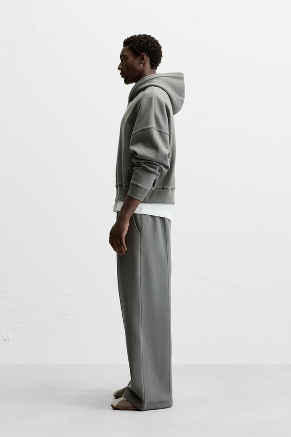 ZARA БРЮКИ WIDE FIT С ДЕКОРАТИВНЫМИ ШВАМИ, ВОДЯНИСТО-ГОЛУБОЙ