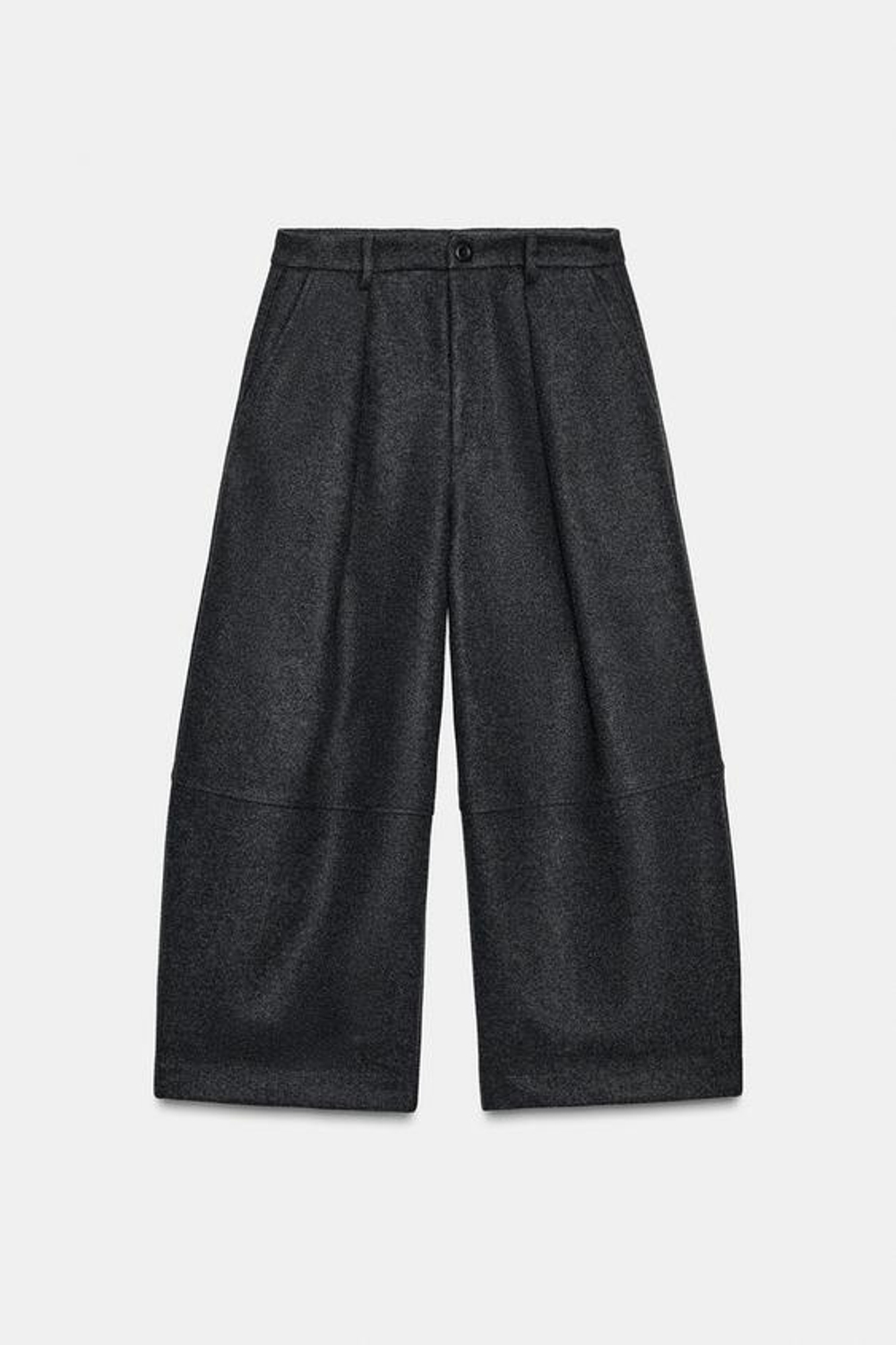 ZARA БРЮКИ BALLOON СО СКЛАДКАМИ, ТЕМНО-СЕРЫЙ