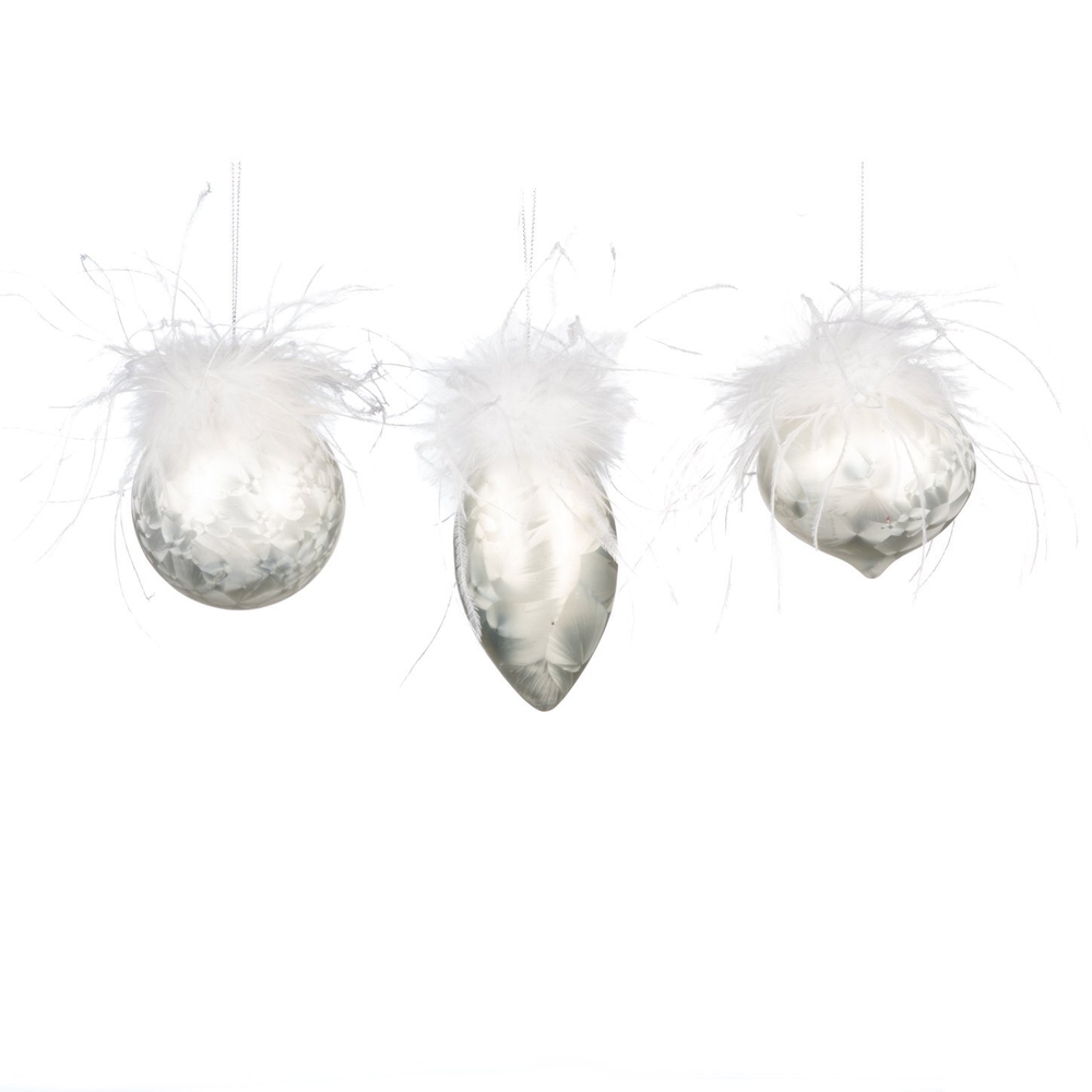 Шарики с перышками 3шт 8см Goodwill белые