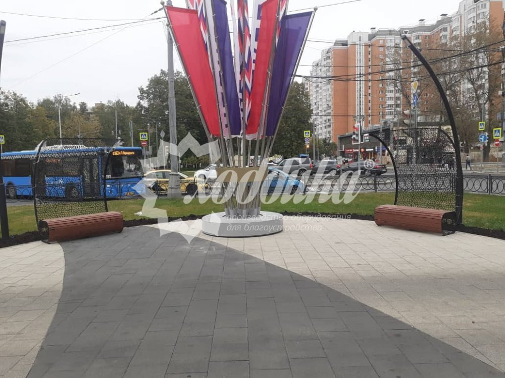 Скамейка стальная с навесом «Филигран Волна»