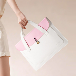 Ручная сумка из искусственной кожи белый с розовым цвет для ноутбука или планшета до 16 дюймов, серия AURA Series Handbag от Dux Ducis