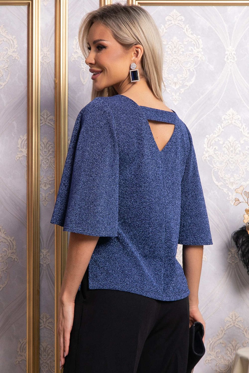 Блуза праздничная Ты ослепляешь! (темно-синяя) Б14844-8М LT Collection