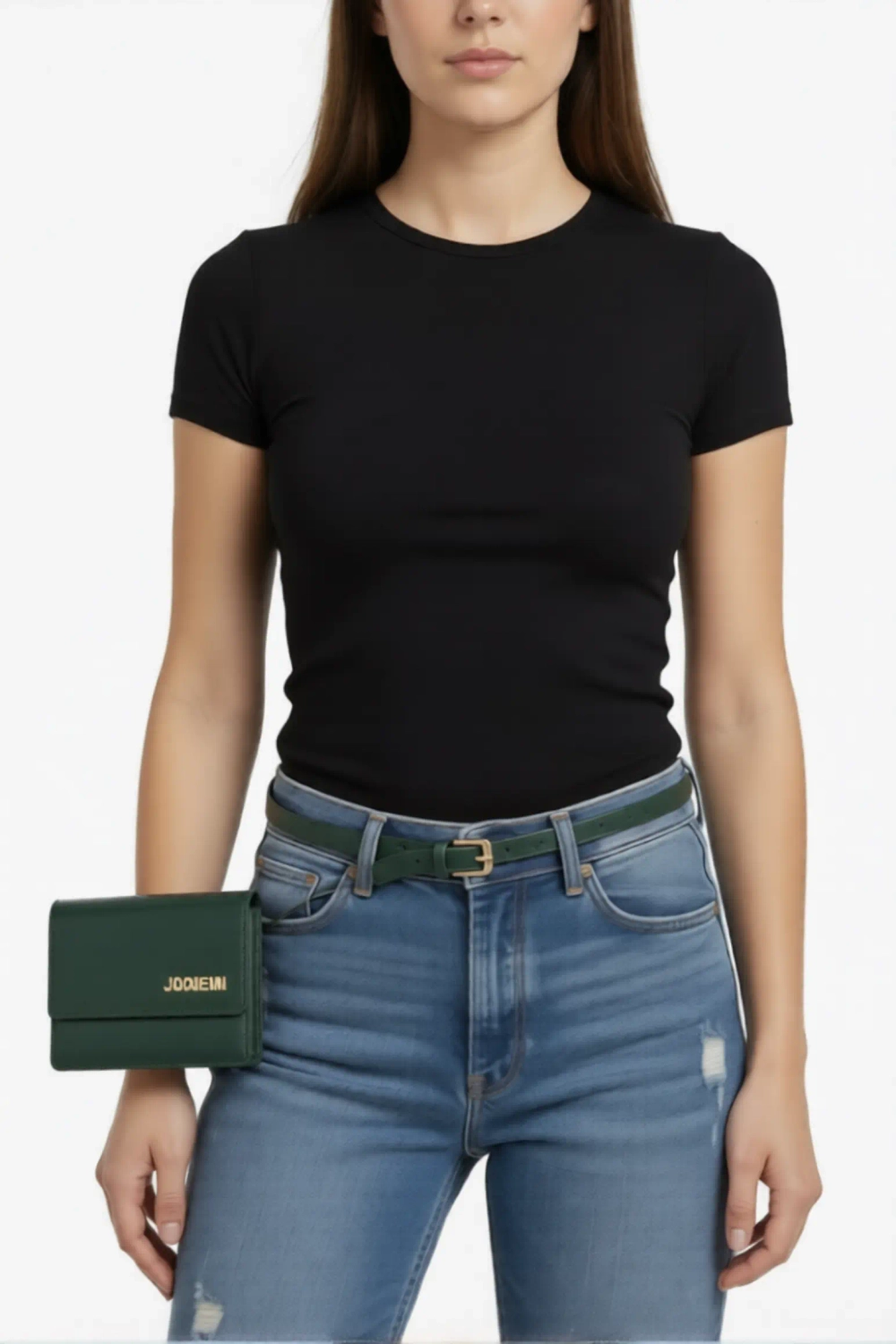 Кошелёк женский на запястье, на пояс из экокожи зелёный JACQUEMU