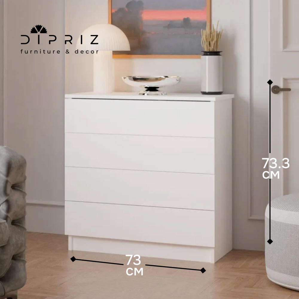 Dipriz Комод для одежды Марм 73х33х73 см c 4 ящиками, белый комод в скандинавском стиле