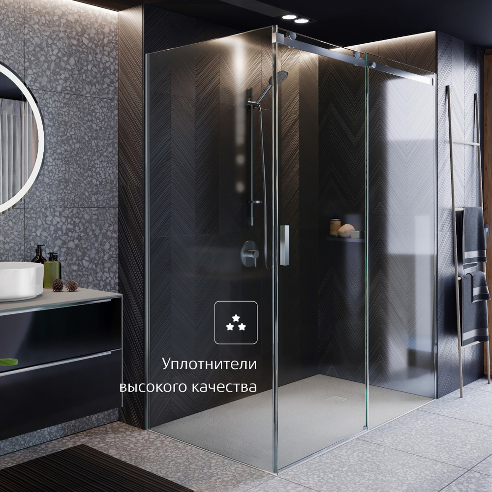 Дверь раздвижная Roca Area 1600x2000, левая, ручка справа, прозрачное стекло, профиль xром MP05L6012M