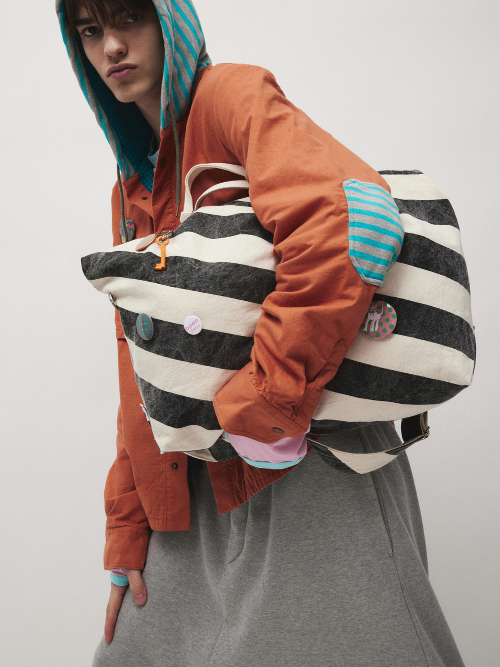 vintage stripe laundry bag