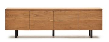 Тумба под телевизор Uxue с 4 дверцами из массива акации с беленой отделкой 200 x 58 см цвет натуральный